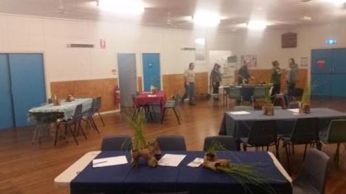 Setting up for winter trivia night